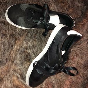 Black satin sneaker